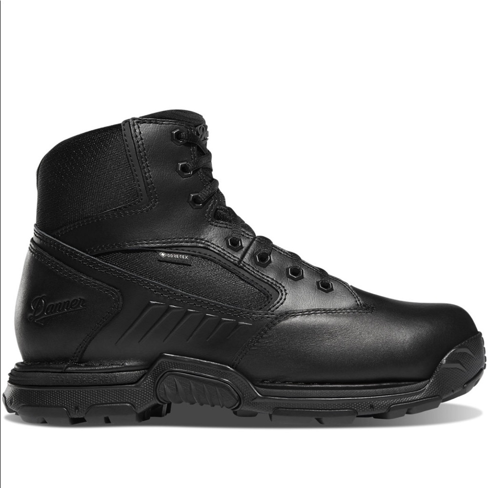 Danner black work boots . Striker bolt side zip .